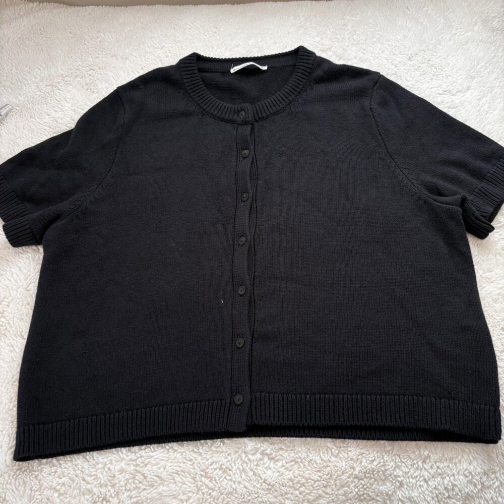 Abercrombie & Fitch Womens Black Short Sleeve Cardigan XL Preppy Teacher Work